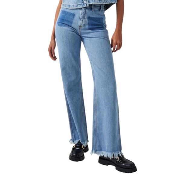 Seventy + Mochi Mabel Patch Pocket Jean Women's 32 Rodeo Vintage Wide Leg NEW - Picture 1 of 7